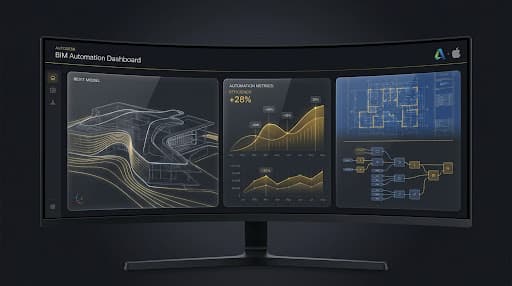BIM automation dashboard displayed on a monitor